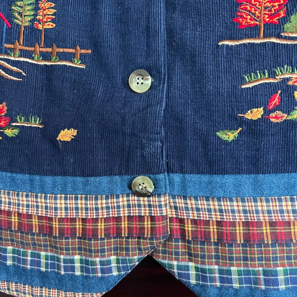 Vintage Casey & Max Vest Embroidered Corduroy Grannycore Autumn Leaves size M - Picture 9 of 9